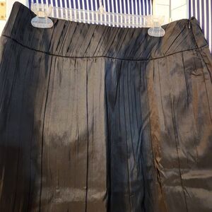 New QVC Style Metallic Champagne Micro Pleated Midi Skirt Shimmer Black -16